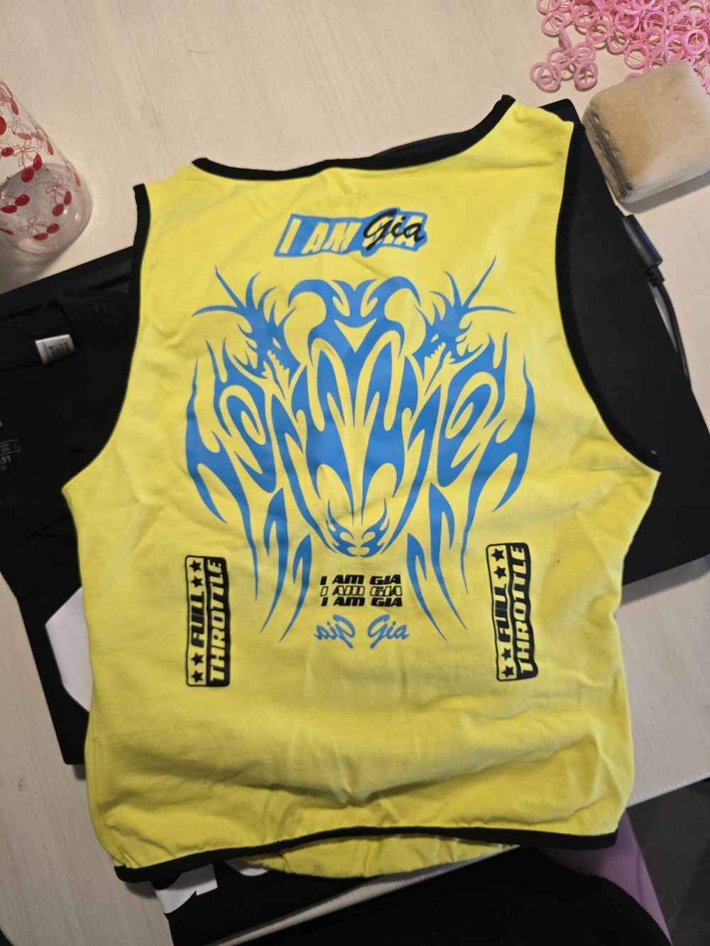 Gia Yellow & Blue Cutout Graphic Tank Top